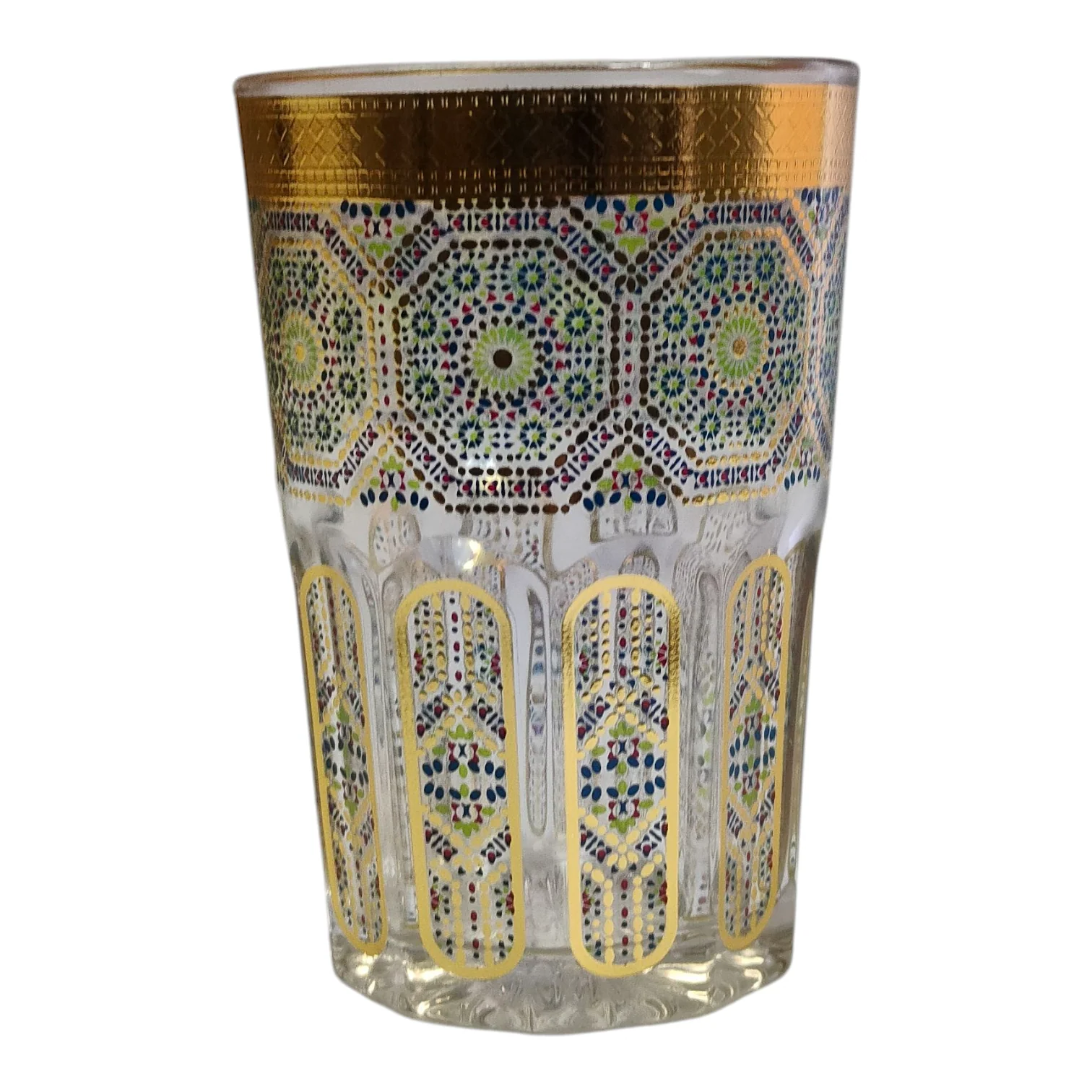 Vaso de Cristal Decorado para Té Árabe - Estilo Dorado Floral - Image 2
