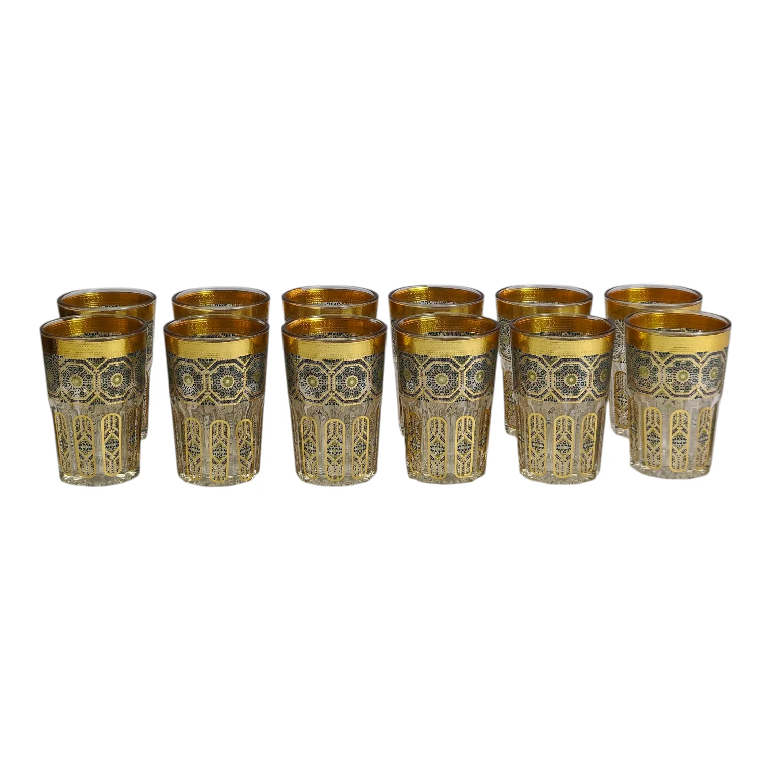 Vaso de Cristal Decorado para Té Árabe - Estilo Dorado Floral - Image 3